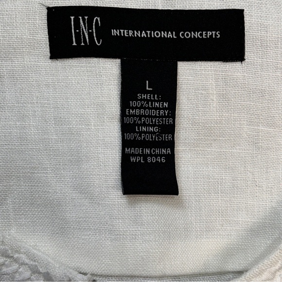 INC International Concepts Size L White Linen Bell Sleeves Mirror Zip Jacket New - Picture 5 of 8